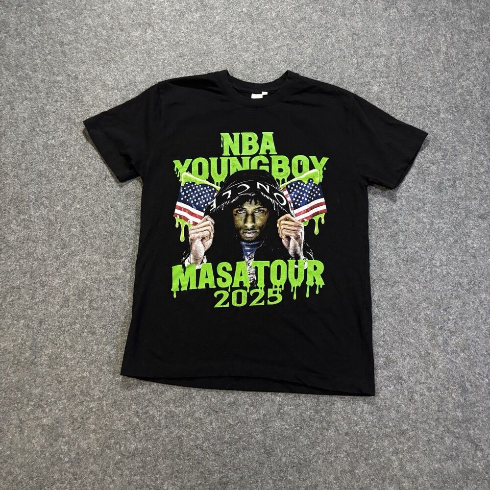 NBA Youngboy Masa Tour T-shirt Size Medium Graphic Black Short Sleeve